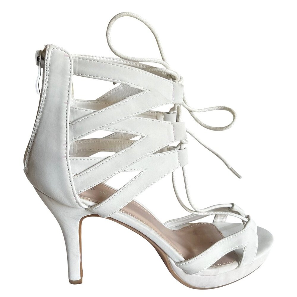 Top Moda Open Toe Lace Up Cut-Out Platform Sandals Gladiator Heel Nubuck Bootie - Picture 6 of 8